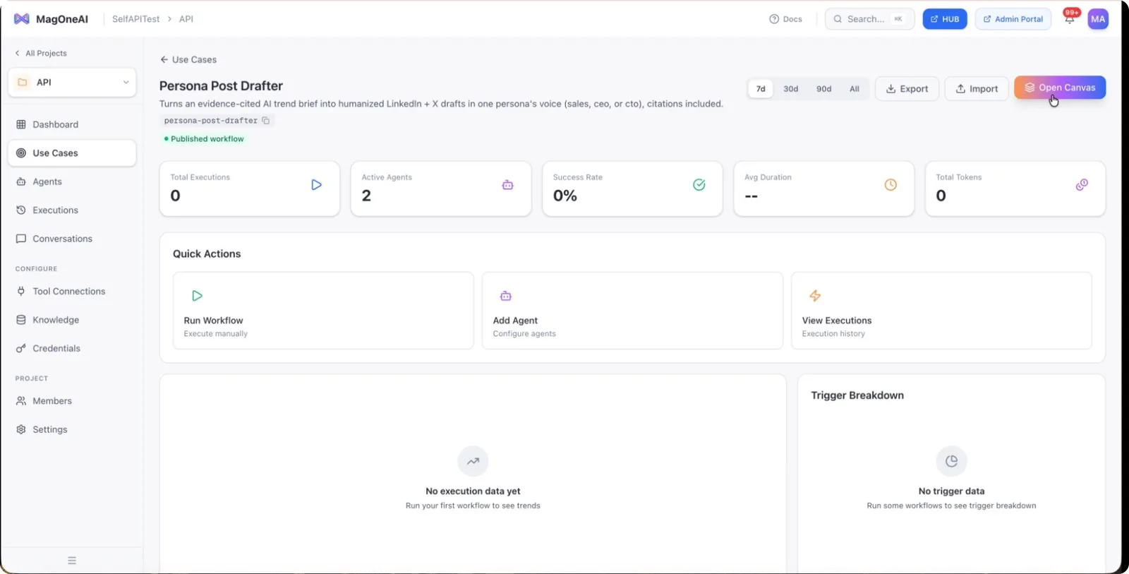 The Post Drafter workflow open for editing