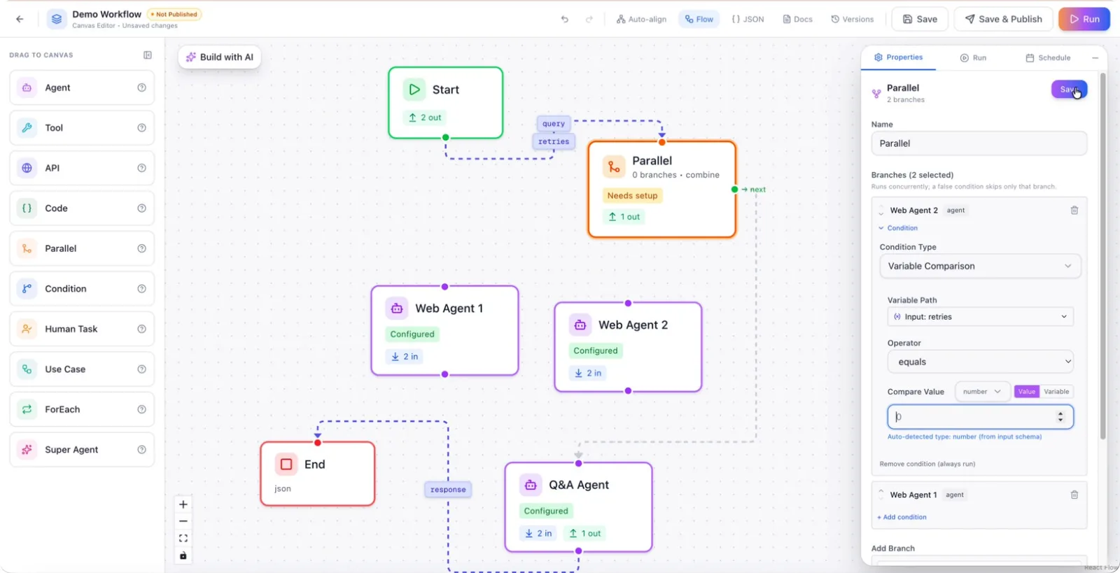 Saving the Parallel node configuration