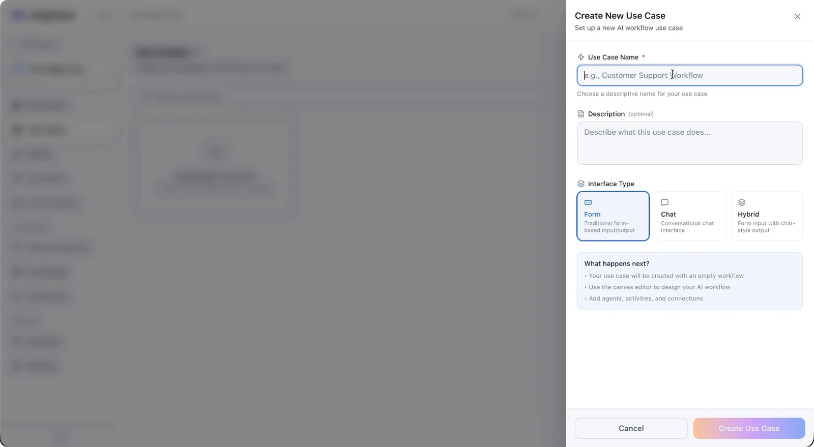 The Use Case Name field