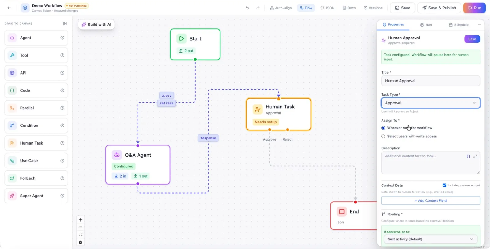 Approval task configuration