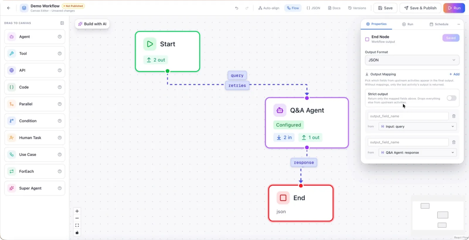 Mappings that include both the original query and the agent's response
