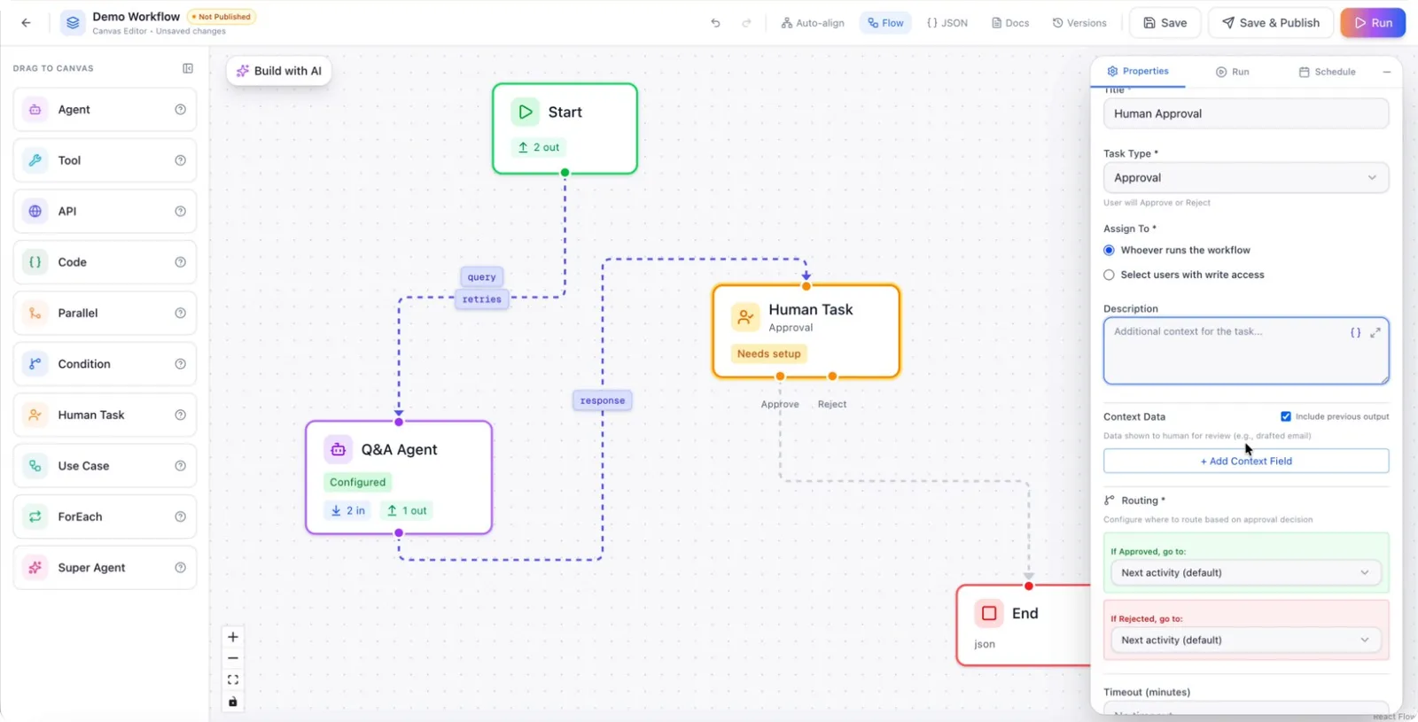 The description and context data shown to the approver