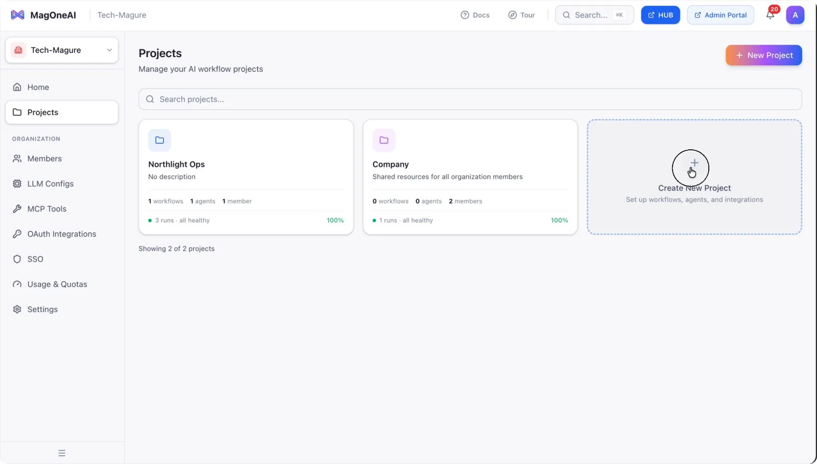 The Create New Project button