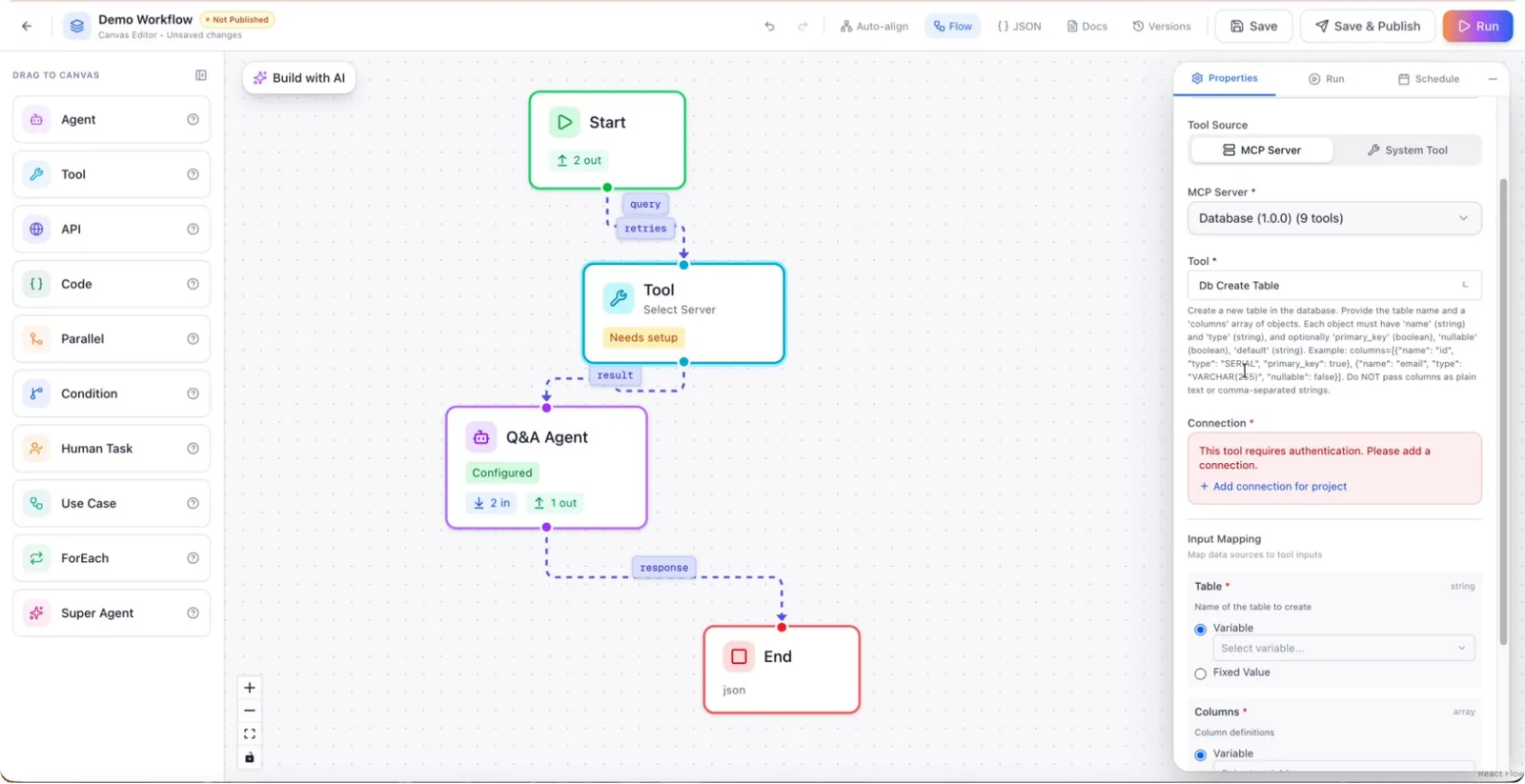 Further DB Create field configuration